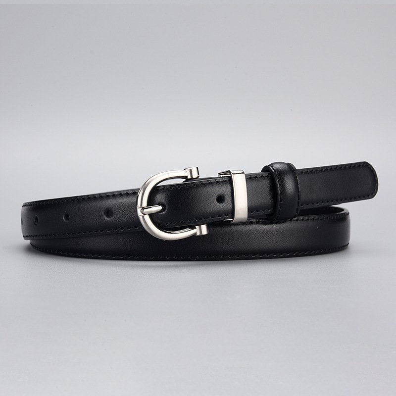 Slim Black Leather Belt