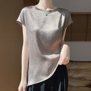 Elegant Textured Top for Women - Short Sleeves & Slim Fit