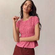 Women's Solid Color Round Neck Top