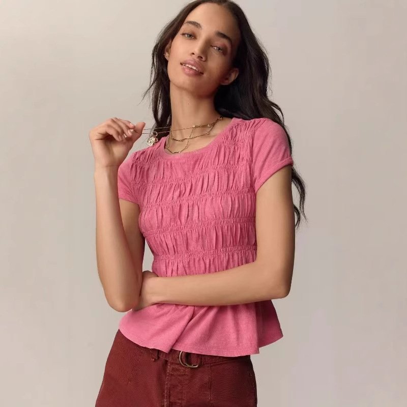 Women's Solid Color Round Neck Top