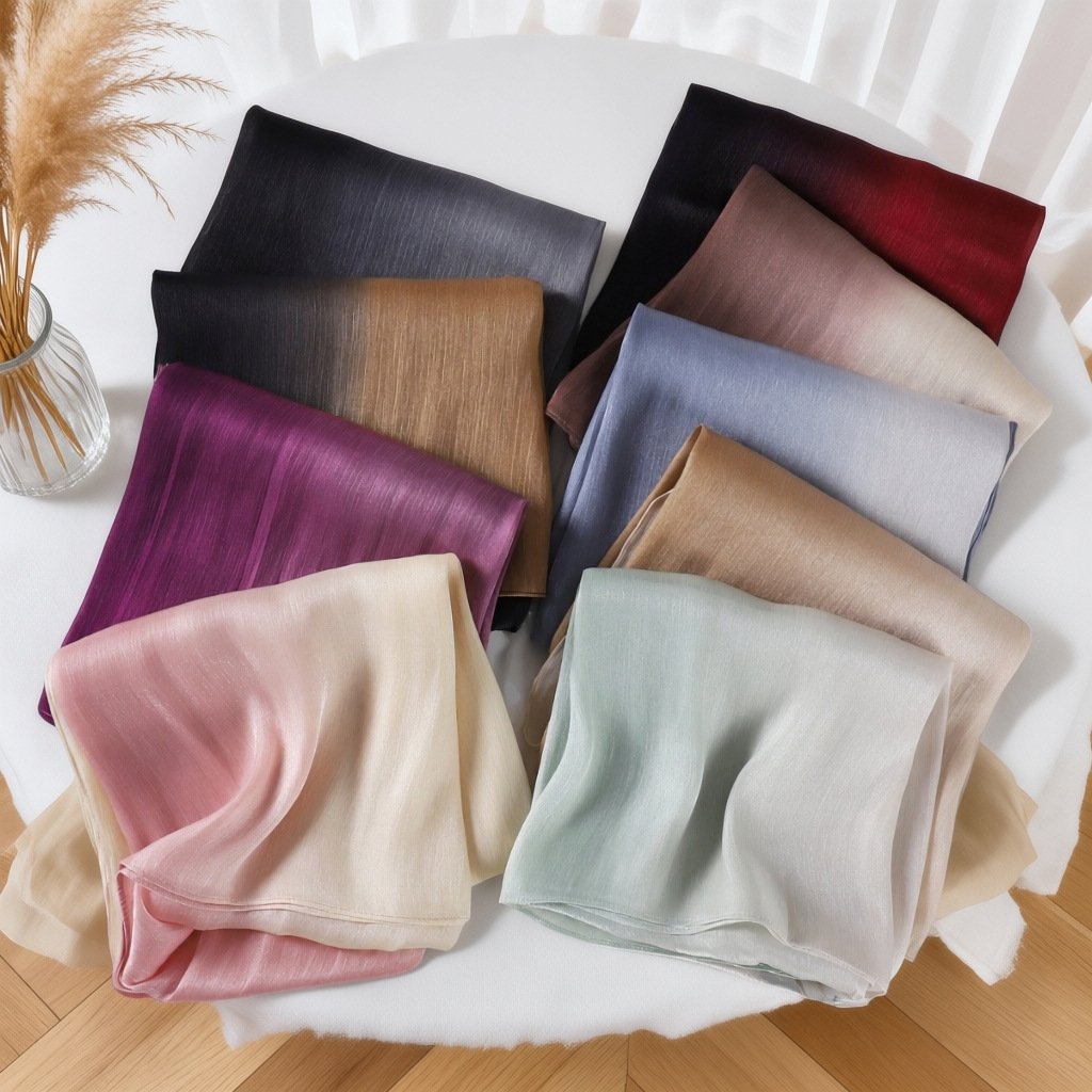 Gradient Satin Crinkle Scarf Necktie