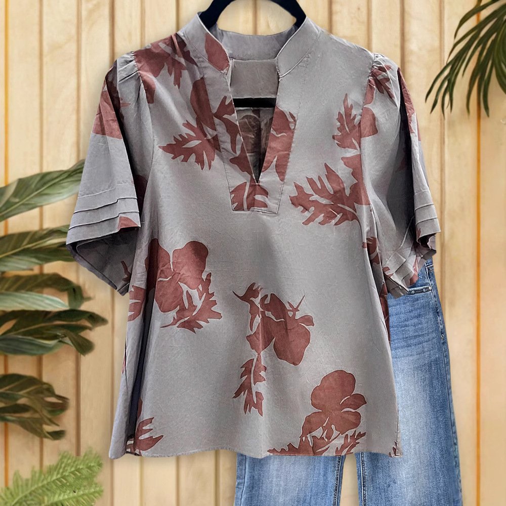 Women's Printed V-Neck T-Shirt