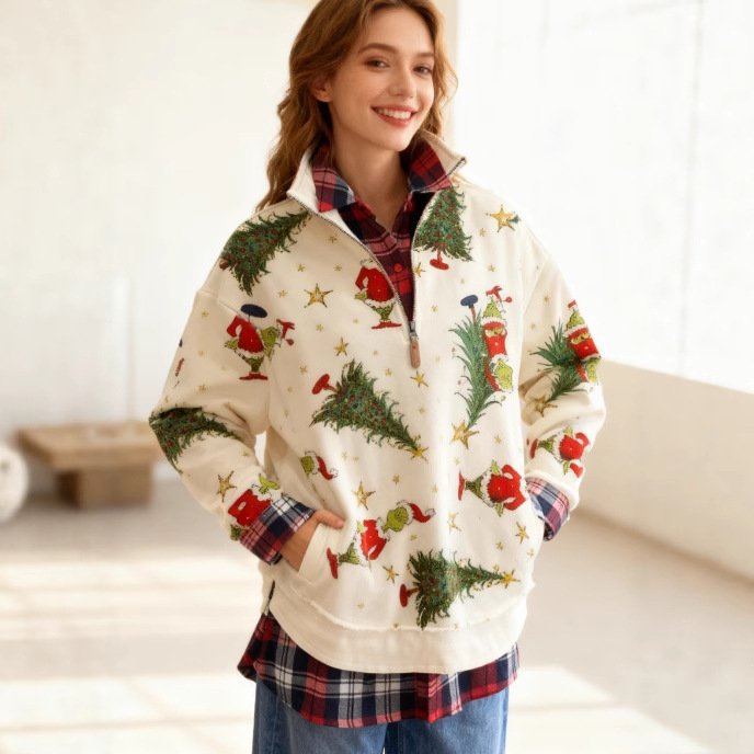 Cozy Long-Sleeve Zip-Up Sweatshirt for Women