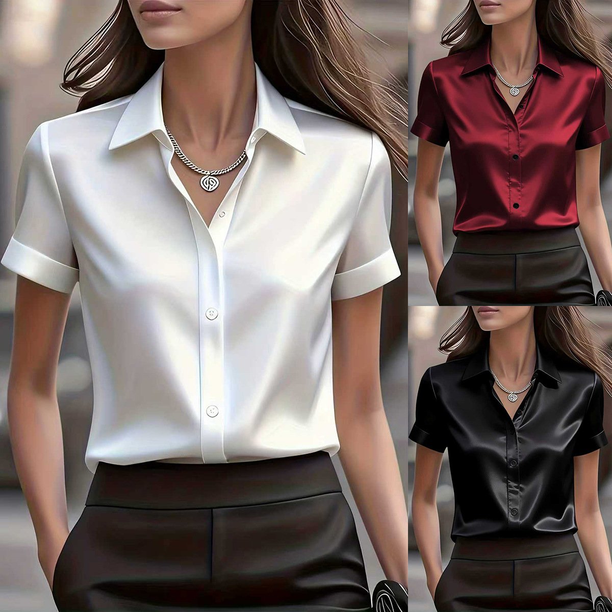 Elegant Women's Short-Sleeve Shirt - Versatile & Chic