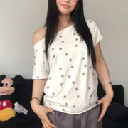 Retro Wing Embroidery Loose Fit Top for Women