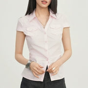Sweet & Spicy Cinched Waist Short Sleeve Blouse
