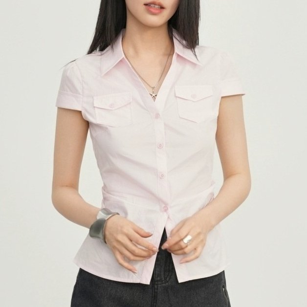 Sweet & Spicy Cinched Waist Short Sleeve Blouse