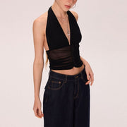 Sexy Black Halter Neck Camisole for Women
