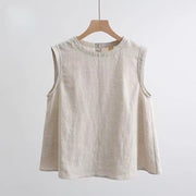 Loose Fit Linen T-Shirt for Women - Natural Cotton Blend