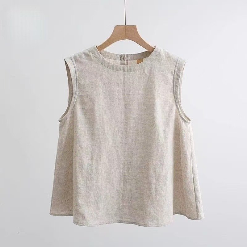 Loose Fit Linen T-Shirt for Women - Natural Cotton Blend