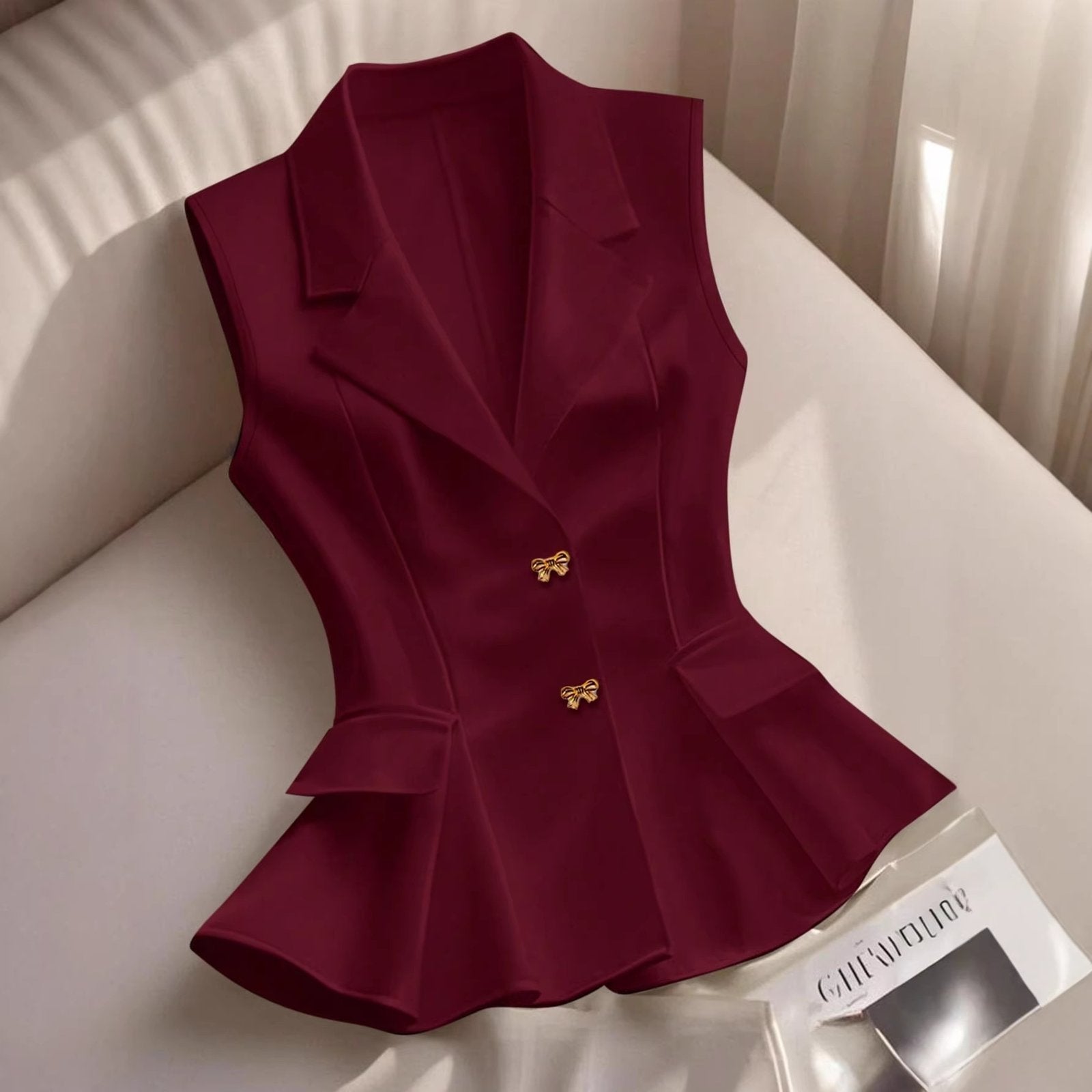 Waist-Cinching Commuter Vest with Ruffled Hem
