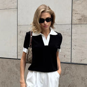 Contrast Color Loose Fit Knit Top