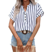 Loose Fit Striped Blouse for Women