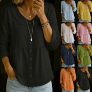 Women's Loose Fit Linen Shirt with Peter Pan Collar