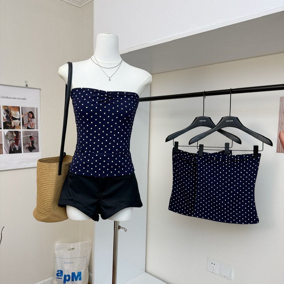 Polka Dot Ruffled Short Sleeve Top for Women