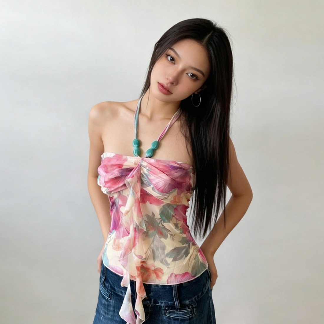 Chic Halterneck Slim Fit T-Shirt for Women