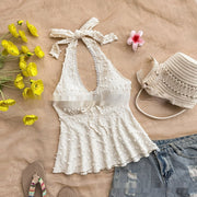 Spring Halter Neck Top with Tie Back Straps