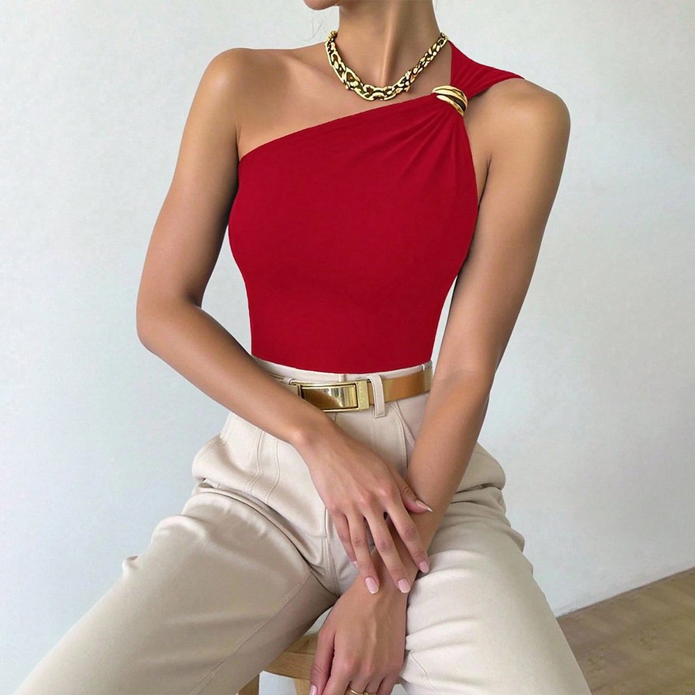 Summer Red Off-Shoulder Vest Top for Women