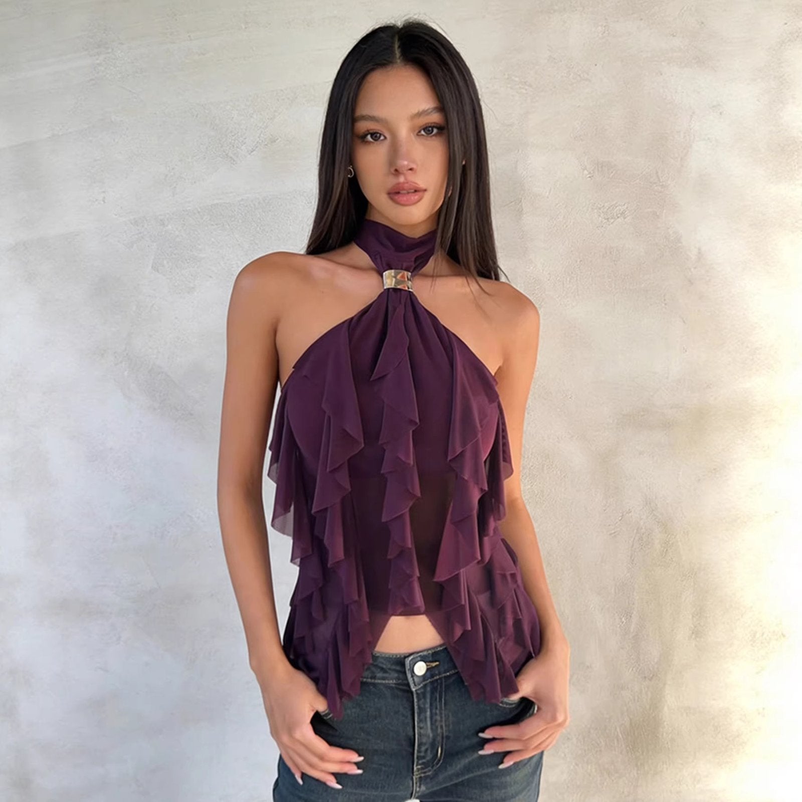 Elegant Off-Shoulder Halter Neck Top for Women