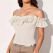 Sexy Off-Shoulder Top with Ruffle Trim