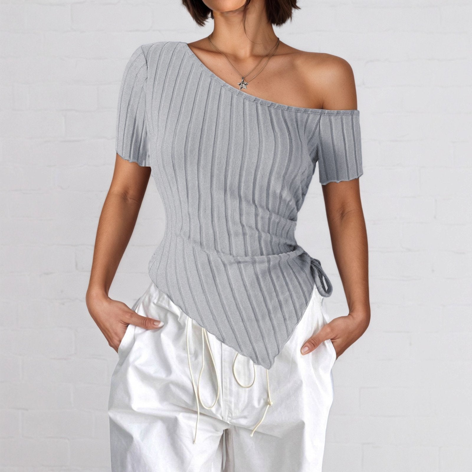 Elegant Slim-fit Drawstring Top for Women