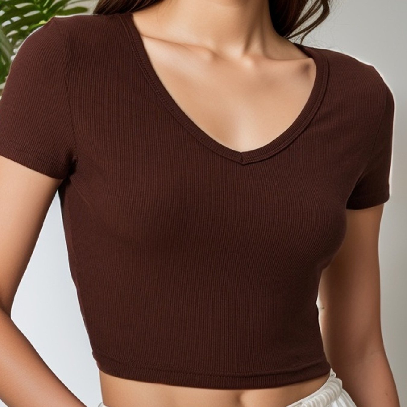 Cotton Feel V-Neck Top