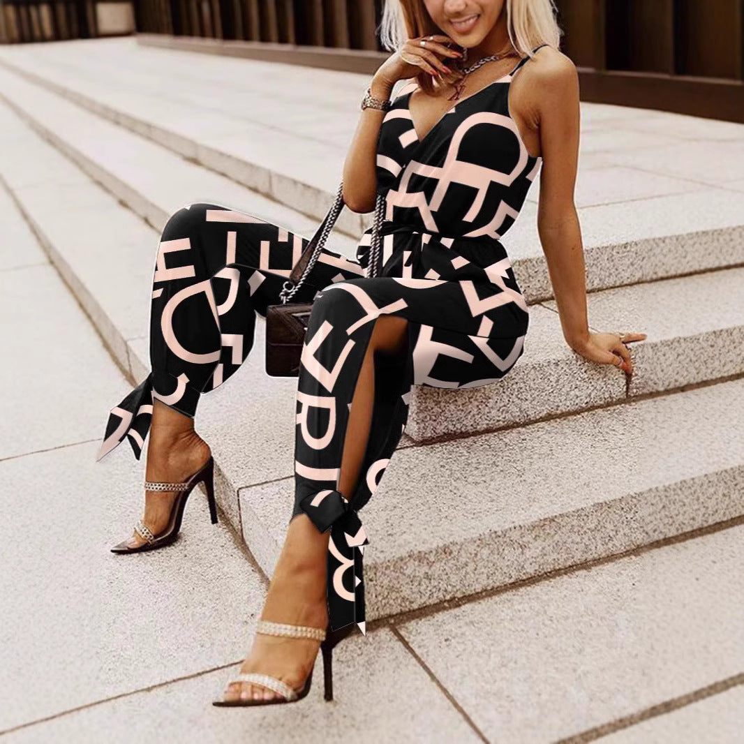 Women's Trendy Printed Strap Jumpsuit Romper