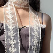 Elegant White Lace Scarf for Women - Summer Style