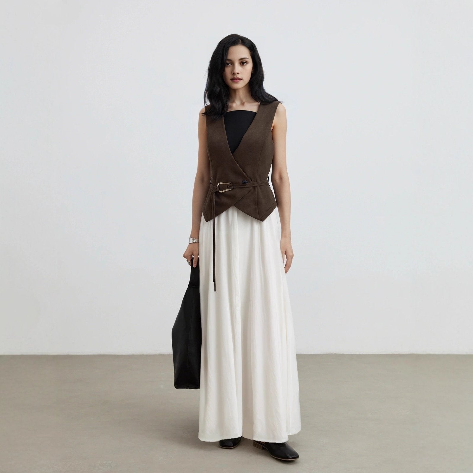 Retro Suede Vest for Women - Warm Cross-Over Waistcoat