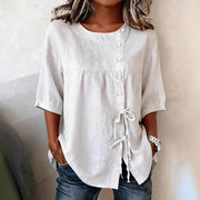 Elegant Lace-Up Button Front Top for Women