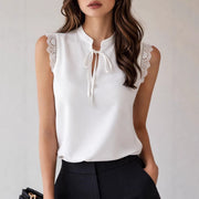 Elegant Sleeveless Top for Women - Slim-Fit, White