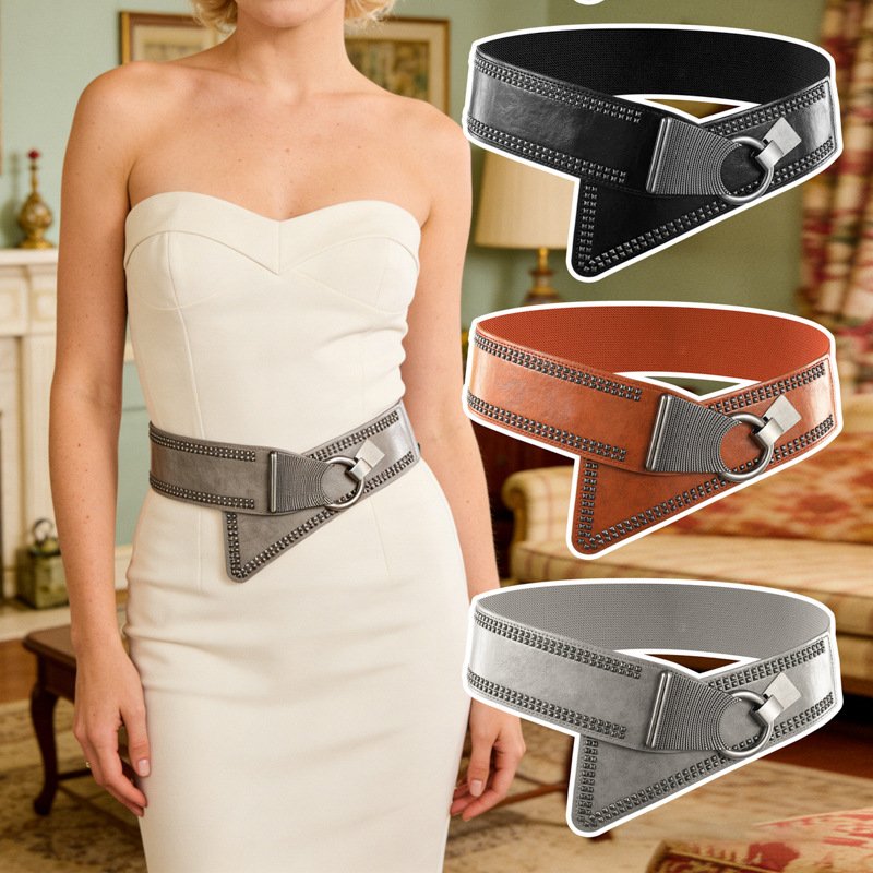 Women's Faux Leather Rivet Belt