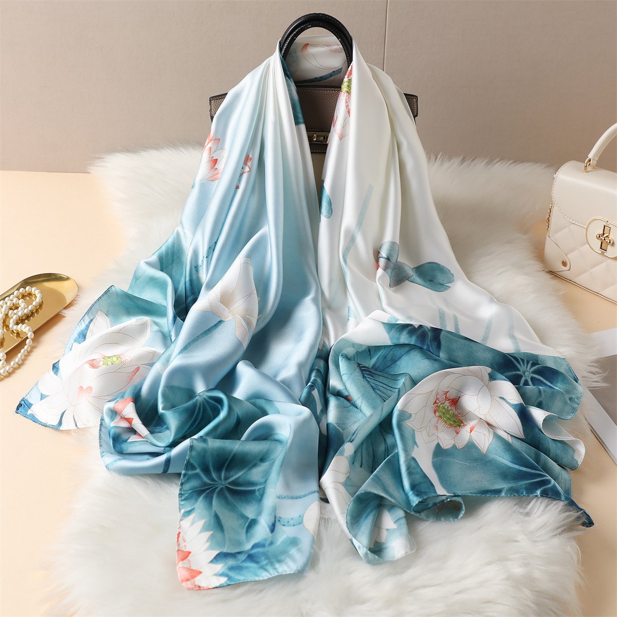 Luxurious Brocade Sun Scarf for Summer Protection