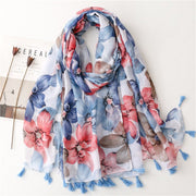 Warm Long Tassel Scarf for Women - Soft Cotton-Linen Blend