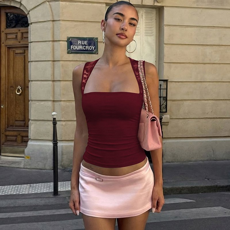 Sexy Lace Patchwork Tank Top for Women