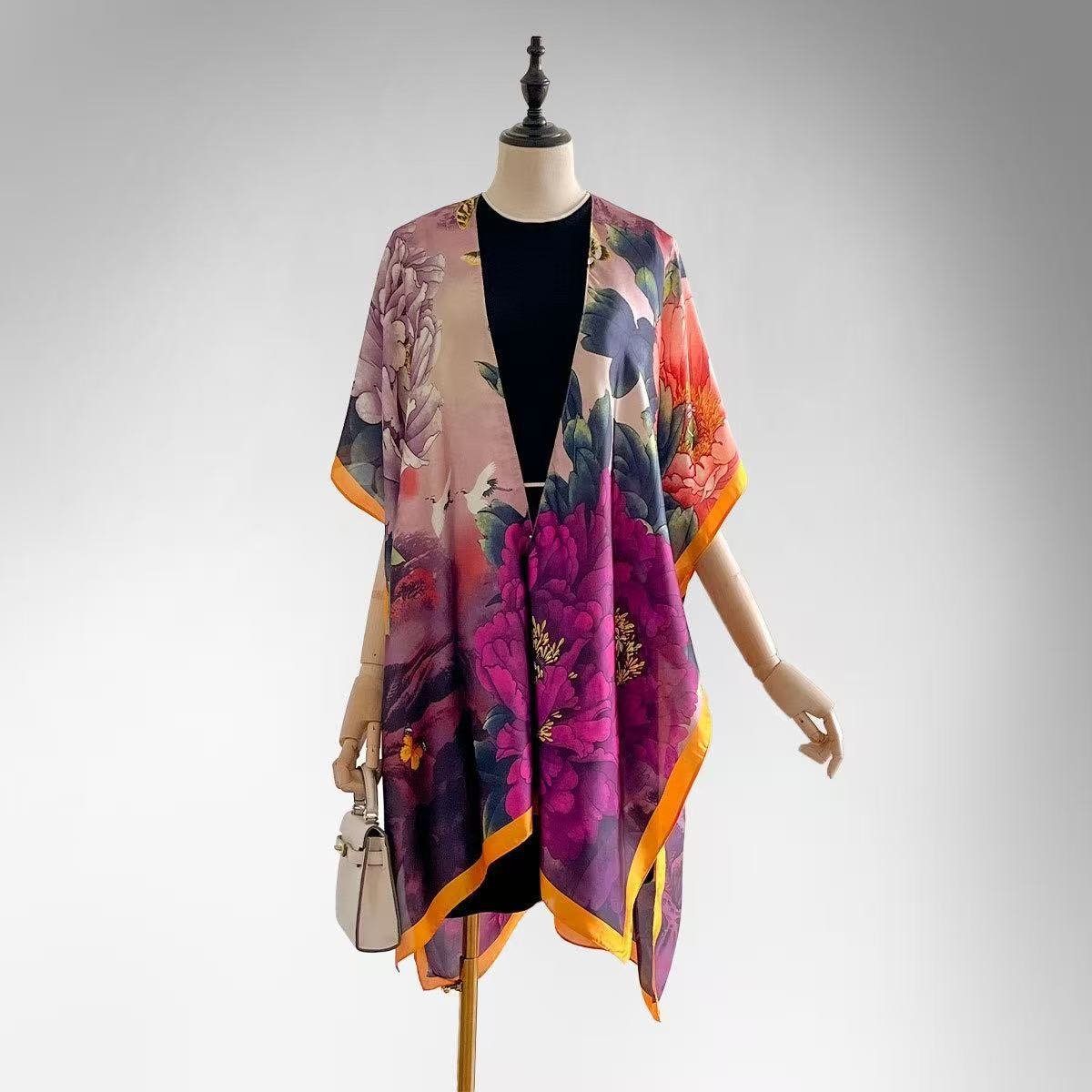 Women's Beach Cape - Floral Print, Sun-Protective, Long Split-Edge Scarf