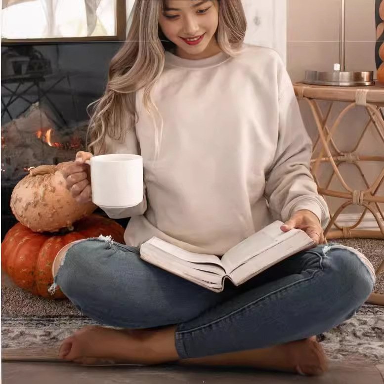 Cozy Apricot Loose-fit Sweatshirt for Women