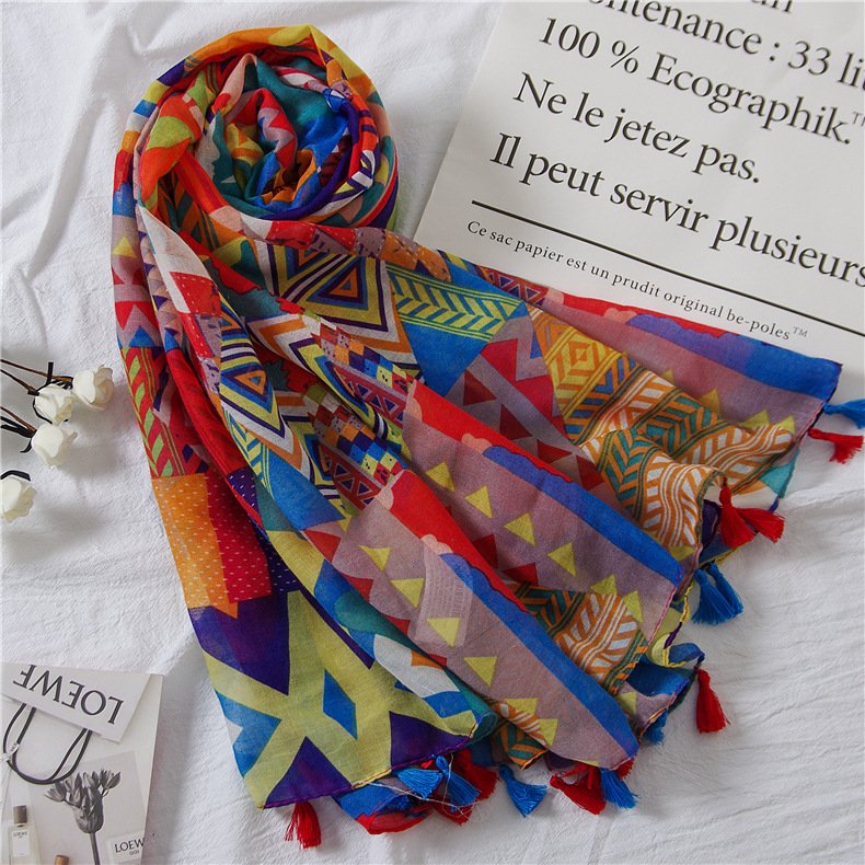 Geometric Print Summer Scarf