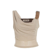 Strapless Bodysuit with Leather Buckles Two-Piece Set