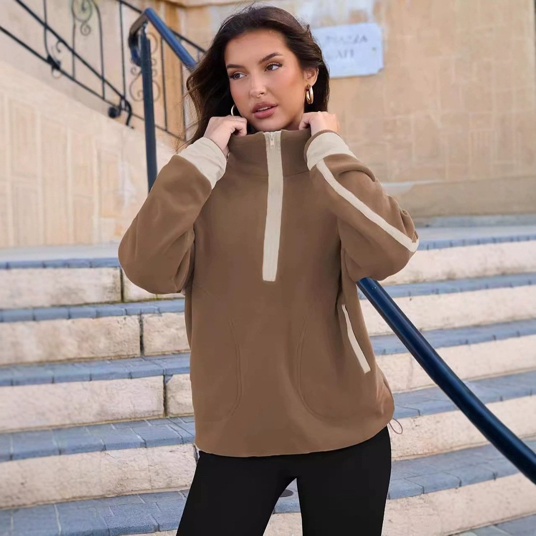 Women's Color-block Zip-up Hoodie