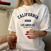 Vintage California Graphic Tee for Women - Loose Fit White Top