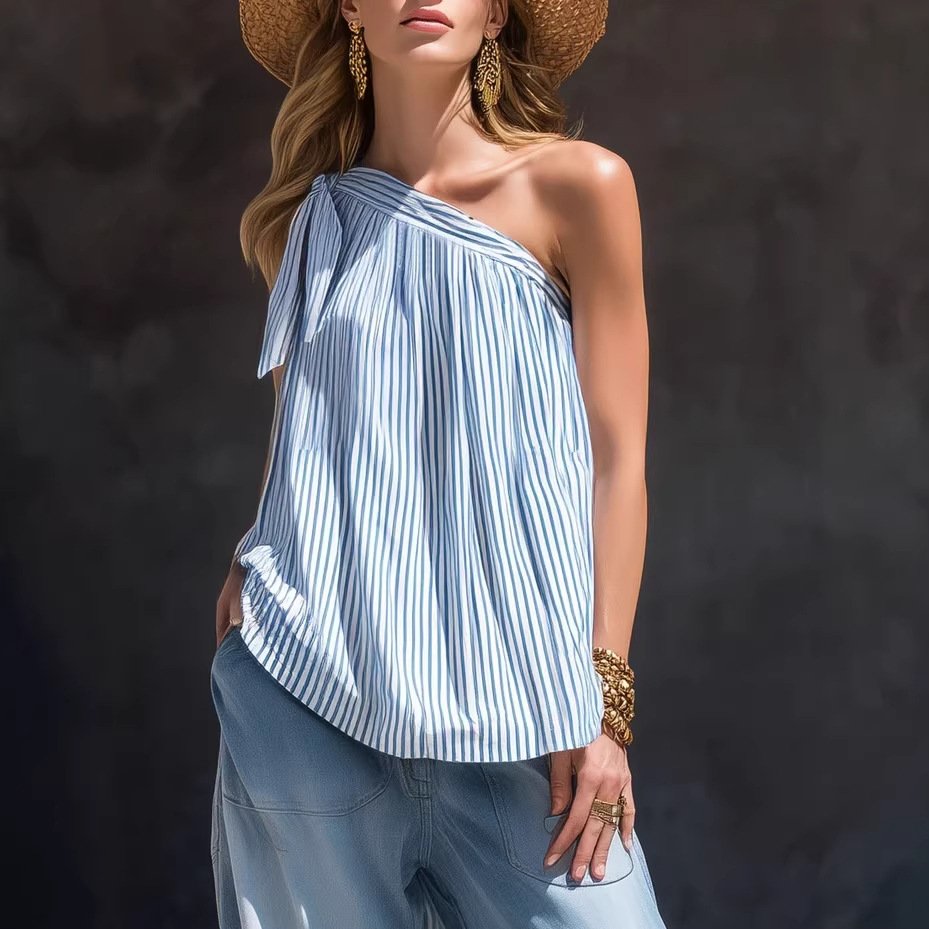 Vacation-Ready Striped Off-the-Shoulder Top