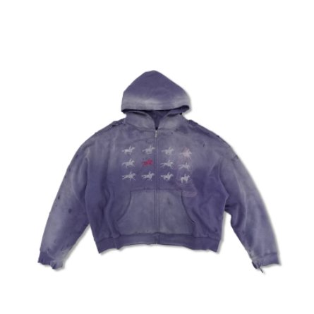 Washed Rhinestone Hoodie for Women - Double-Layer Purple Sweatshirt