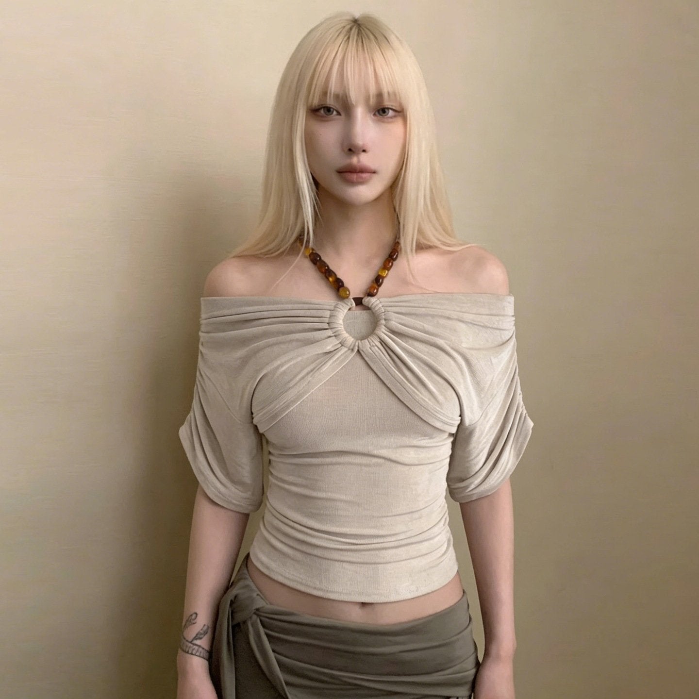 Off-Shoulder Halter Neck Top for Women