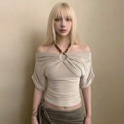 Off-Shoulder Halter Neck Top for Women