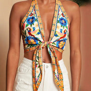 Floral Off-Shoulder Halter Top for Women