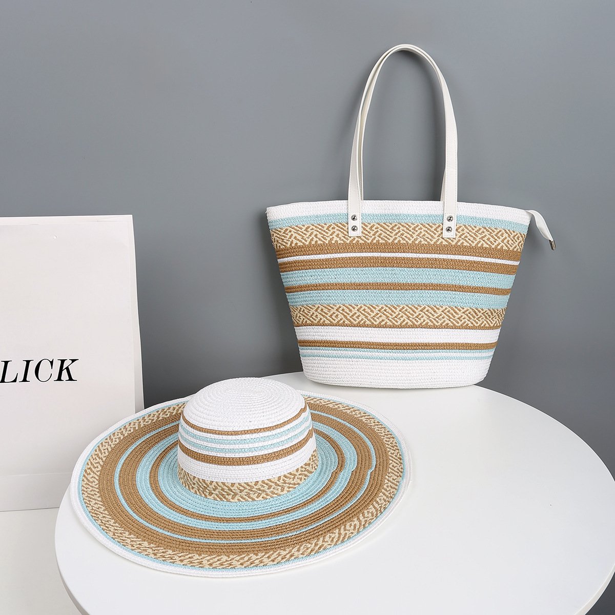 Boho Chic Straw Bag & Hat Set - Perfect for Summer