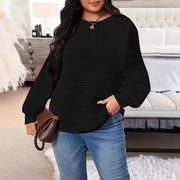Cozy Waffle-knit Crewneck Sweatshirt for Women