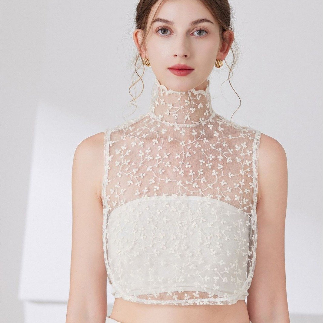 French Lace Faux Collar Top for Women