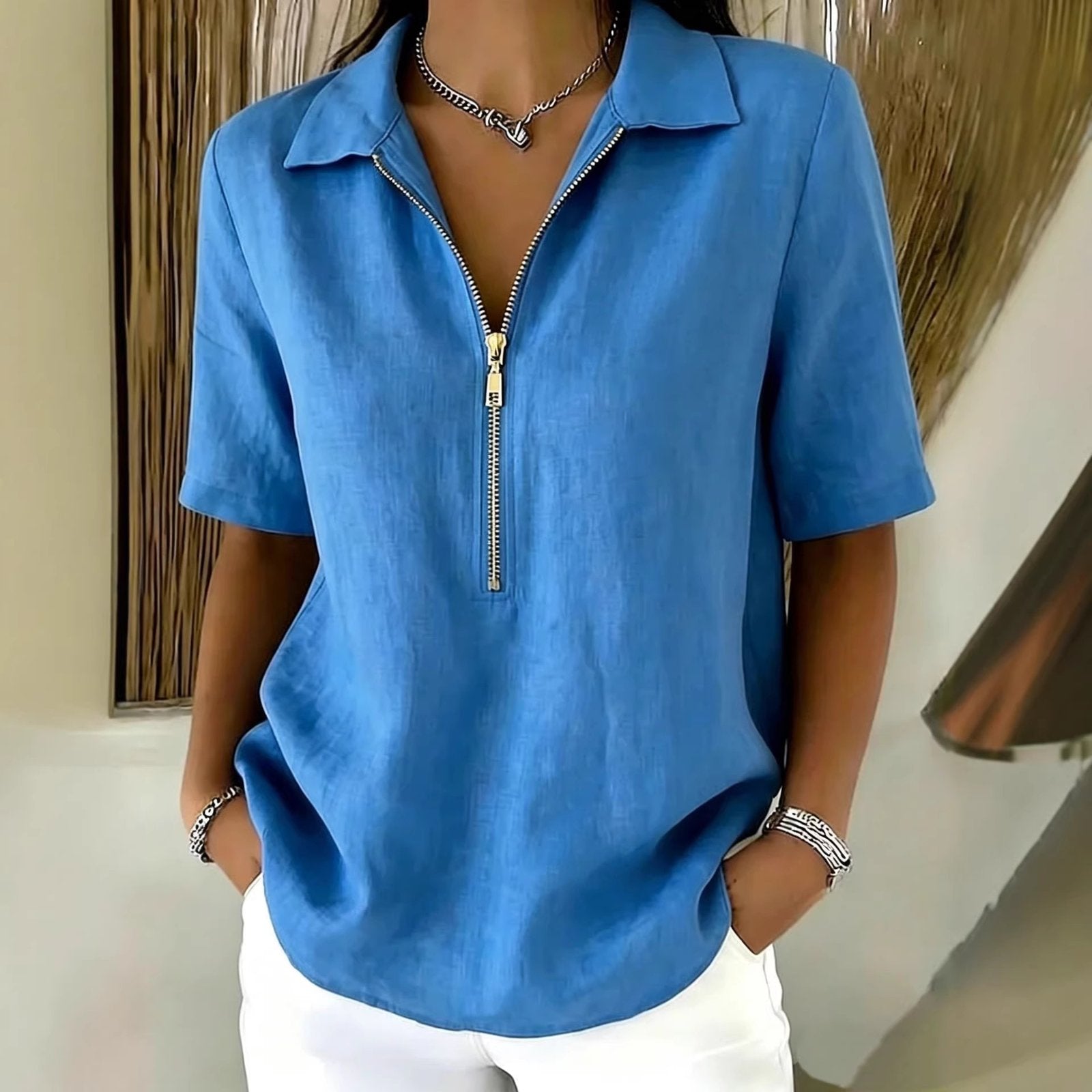 Chic Mid-Sleeve Blouse